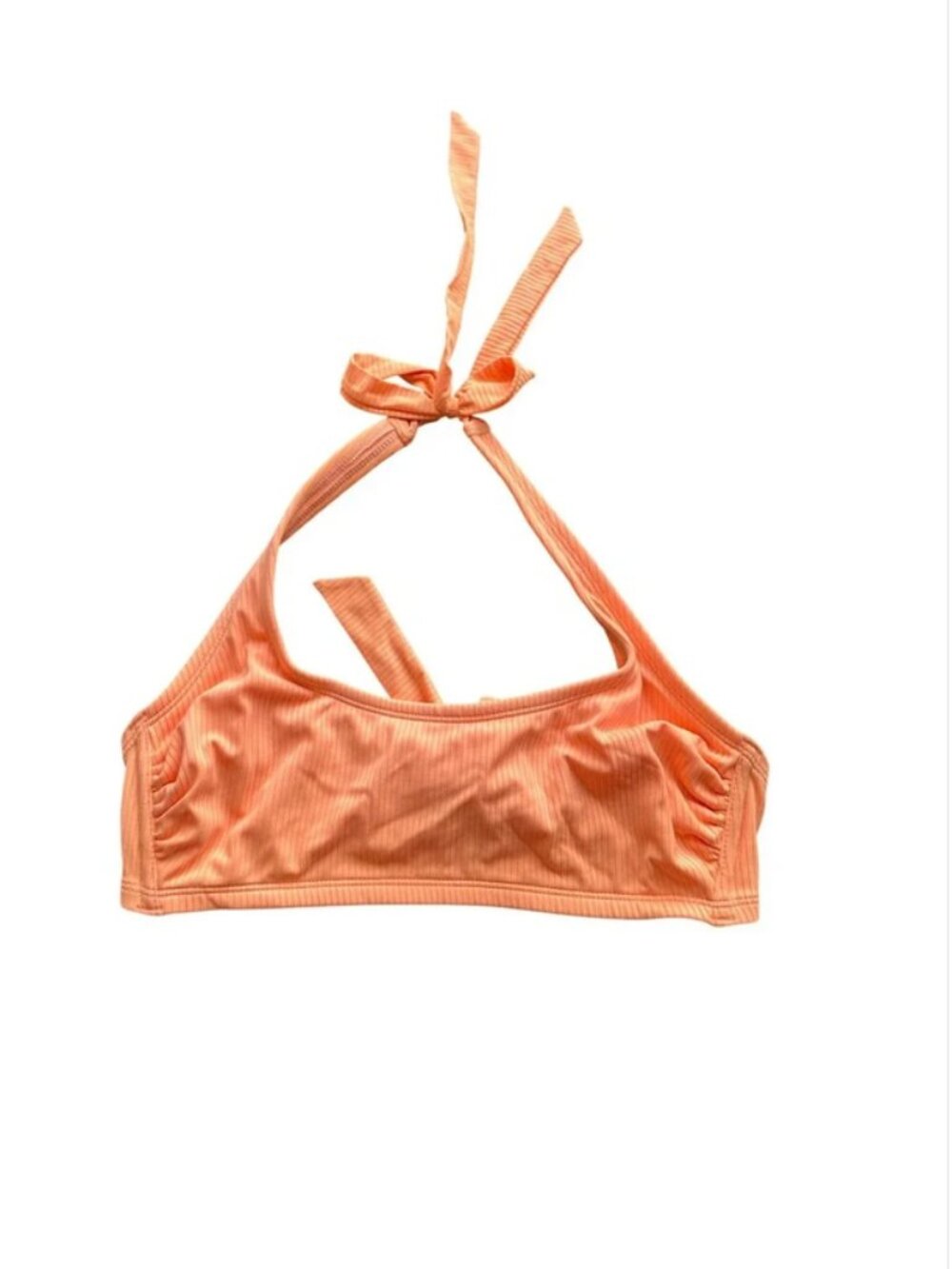 Xhilaration Orange Ribbed Halter Bikini Top Size D/DD Tie Back Swimwear